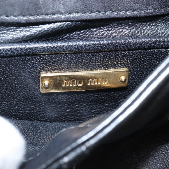 Miu Miu Matelasse Shoulder Bag Leather Black Gold Tone Auth ep16599V