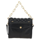 Miu Miu Matelasse Shoulder Bag Leather Black Gold Tone Auth ep16599V-3