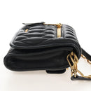 Miu Miu Matelasse Shoulder Bag Leather Black Gold Tone Auth ep16599V-5