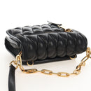 Miu Miu Matelasse Shoulder Bag Leather Black Gold Tone Auth ep16599V-6