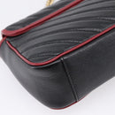 GUCCI GG Marmont Chain Shoulder Bag Leather Black Gold Tone 443497 Auth ep16615M-17