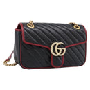 GUCCI GG Marmont Chain Shoulder Bag Leather Black Gold Tone 443497 Auth ep16615M-1