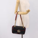 GUCCI GG Marmont Chain Shoulder Bag Leather Black Gold Tone 443497 Auth ep16615M-25