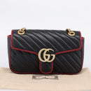 GUCCI GG Marmont Chain Shoulder Bag Leather Black Gold Tone 443497 Auth ep16615M-12