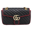 GUCCI GG Marmont Chain Shoulder Bag Leather Black Gold Tone 443497 Auth ep16615M-13