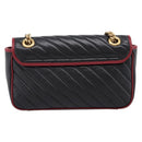 GUCCI GG Marmont Chain Shoulder Bag Leather Black Gold Tone 443497 Auth ep16615M-2
