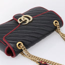 GUCCI GG Marmont Chain Shoulder Bag Leather Black Gold Tone 443497 Auth ep16615M-6