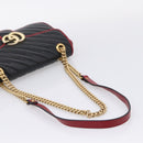 GUCCI GG Marmont Chain Shoulder Bag Leather Black Gold Tone 443497 Auth ep16615M-7