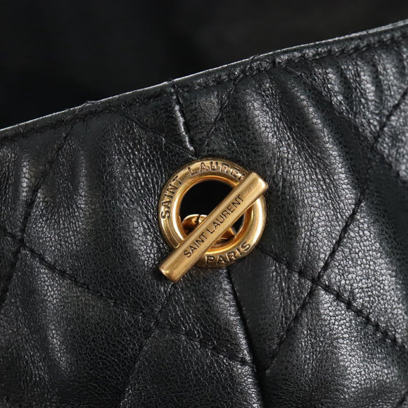 Saint Laurent Ikar Maxi Shopping Tote Bag Lamb Skin Black 698651 Auth ep16616SAM