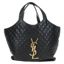 Saint Laurent Ikar Maxi Shopping Tote Bag Lamb Skin Black 698651 Auth ep16616SAM-2