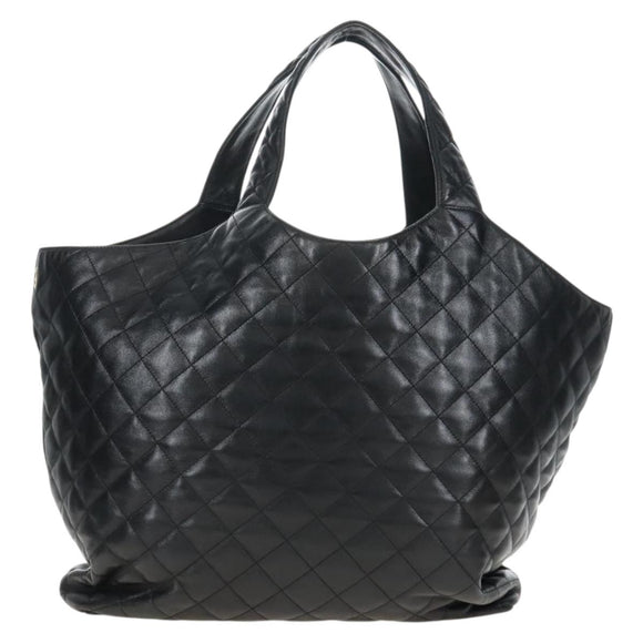Saint Laurent Ikar Maxi Shopping Tote Bag Lamb Skin Black 698651 Auth ep16616SAM