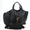 Saint Laurent Ikar Maxi Shopping Tote Bag Lamb Skin Black 698651 Auth ep16616SAM-30