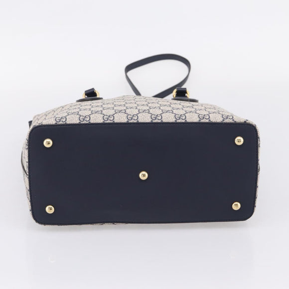 GUCCI GG Supreme Hand Bag PVC 2way Navy Gold Tone 429147 Auth ep16618V