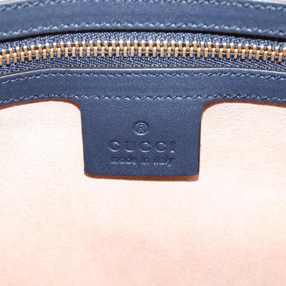 GUCCI GG Supreme Hand Bag PVC 2way Navy Gold Tone 429147 Auth ep16618V