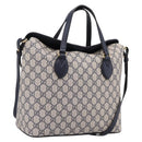 GUCCI GG Supreme Hand Bag PVC 2way Navy Gold Tone 429147 Auth ep16618V-1