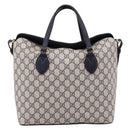GUCCI GG Supreme Hand Bag PVC 2way Navy Gold Tone 429147 Auth ep16618V-13