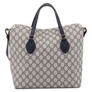 GUCCI GG Supreme Hand Bag PVC 2way Navy Gold Tone 429147 Auth ep16618V-2