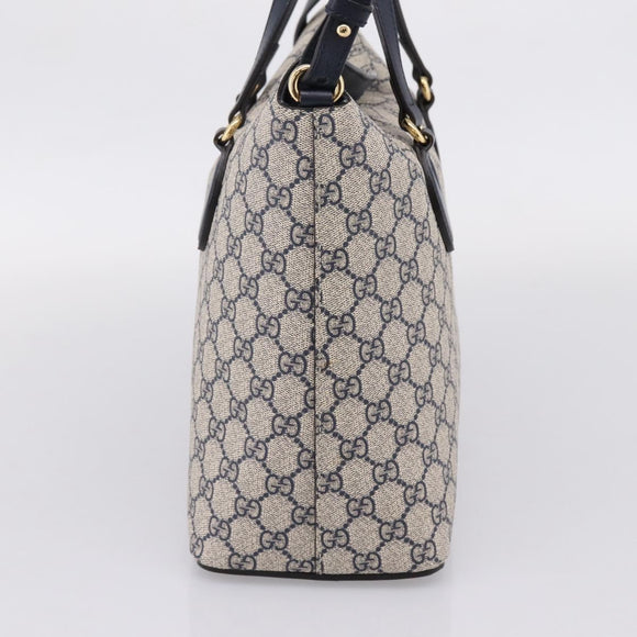 GUCCI GG Supreme Hand Bag PVC 2way Navy Gold Tone 429147 Auth ep16618V