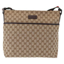 GUCCI GG Canvas Web Sherry Line Shoulder Bag Beige Silver 189751 Auth ep16629V-2