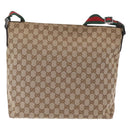 GUCCI GG Canvas Web Sherry Line Shoulder Bag Beige Silver 189751 Auth ep16629V-3