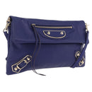Balenciaga Classic Envelope Shoulder Bag Leather Blue 319376 Auth ep16636M-1