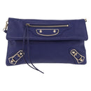 Balenciaga Classic Envelope Shoulder Bag Leather Blue 319376 Auth ep16636M-13