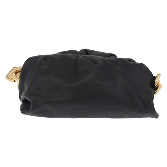 Bottega Veneta Chain Shoulder Bag Leather Black Gold Tone Auth ep16639M
