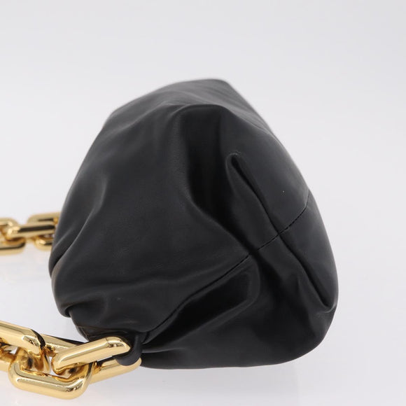 Bottega Veneta Chain Shoulder Bag Leather Black Gold Tone Auth ep16639M