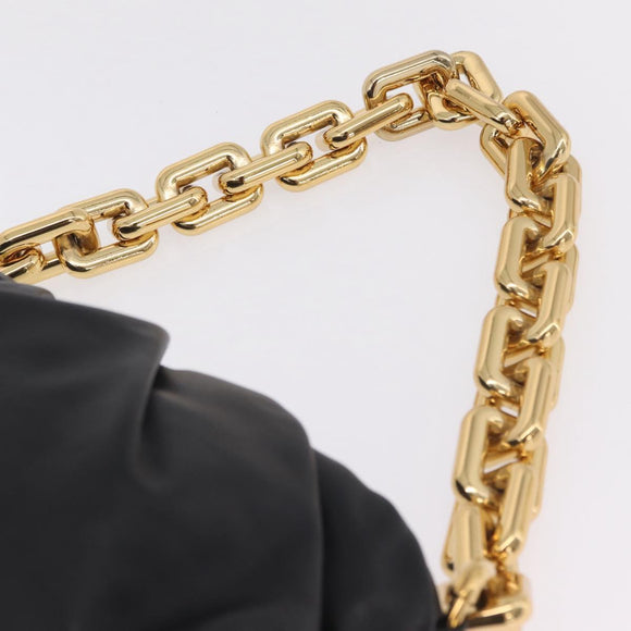 Bottega Veneta Chain Shoulder Bag Leather Black Gold Tone Auth ep16639M