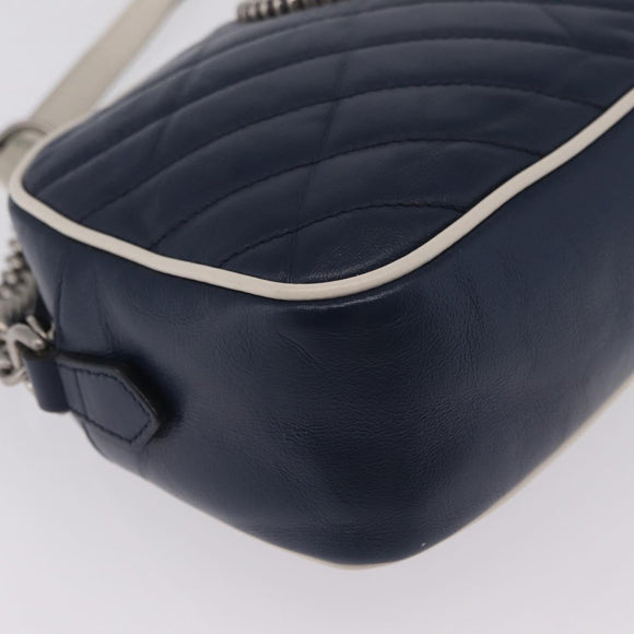 GUCCI GG Marmont Chain Shoulder Bag Leather Navy Silver 447632 Auth ep16640V