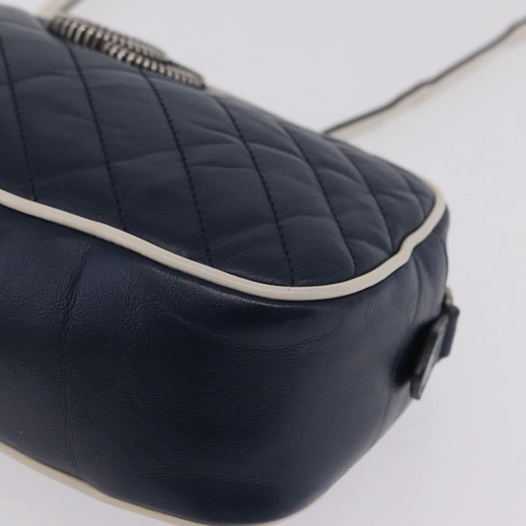 GUCCI GG Marmont Chain Shoulder Bag Leather Navy Silver 447632 Auth ep16640V