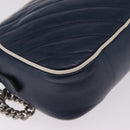 GUCCI GG Marmont Chain Shoulder Bag Leather Navy Silver 447632 Auth ep16640V-15