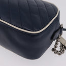 GUCCI GG Marmont Chain Shoulder Bag Leather Navy Silver 447632 Auth ep16640V-16