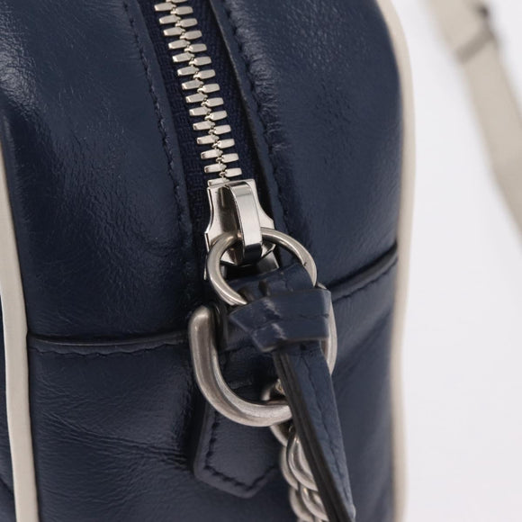 GUCCI GG Marmont Chain Shoulder Bag Leather Navy Silver 447632 Auth ep16640V