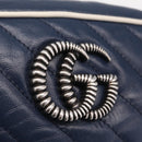 GUCCI GG Marmont Chain Shoulder Bag Leather Navy Silver 447632 Auth ep16640V-19