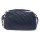 GUCCI GG Marmont Chain Shoulder Bag Leather Navy Silver 447632 Auth ep16640V-3