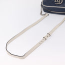GUCCI GG Marmont Chain Shoulder Bag Leather Navy Silver 447632 Auth ep16640V-7