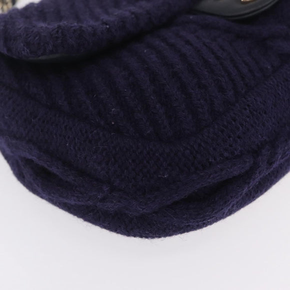 CHANEL Chain Shoulder Bag Knit Purple Gold Tone Paris-Hamburg Auth ep16644SAM