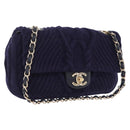 CHANEL Chain Shoulder Bag Knit Purple Gold Tone Paris-Hamburg Auth ep16644SAM-1