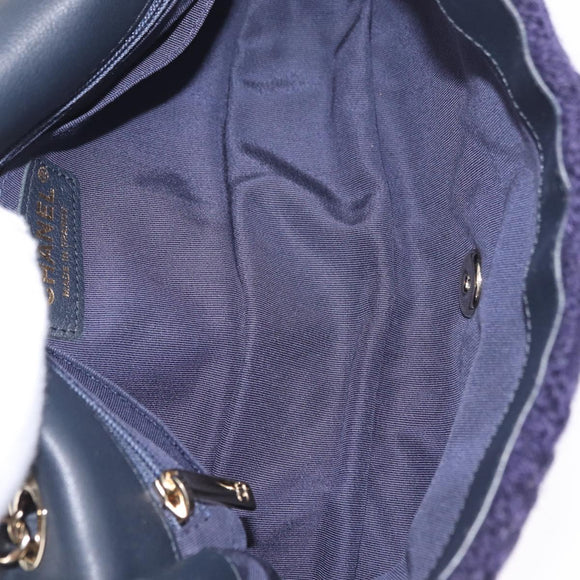 CHANEL Chain Shoulder Bag Knit Purple Gold Tone Paris-Hamburg Auth ep16644SAM