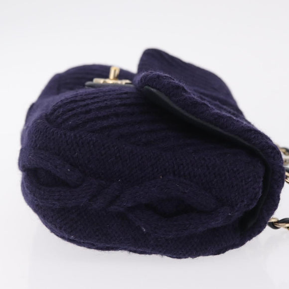 CHANEL Chain Shoulder Bag Knit Purple Gold Tone Paris-Hamburg Auth ep16644SAM