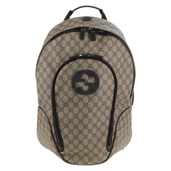 GUCCI GG Supreme Backpack PVC Beige Silver 223705 Auth ep16647V