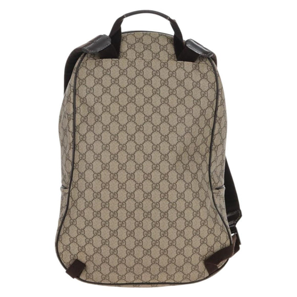 GUCCI GG Supreme Backpack PVC Beige Silver 223705 Auth ep16647V