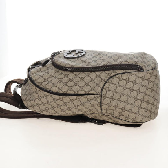 GUCCI GG Supreme Backpack PVC Beige Silver 223705 Auth ep16647V