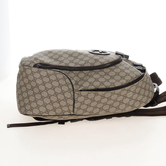 GUCCI GG Supreme Backpack PVC Beige Silver 223705 Auth ep16647V