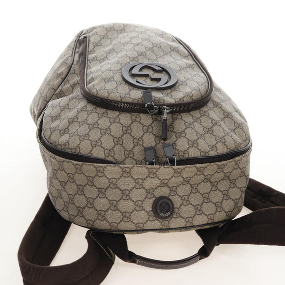 GUCCI GG Supreme Backpack PVC Beige Silver 223705 Auth ep16647V