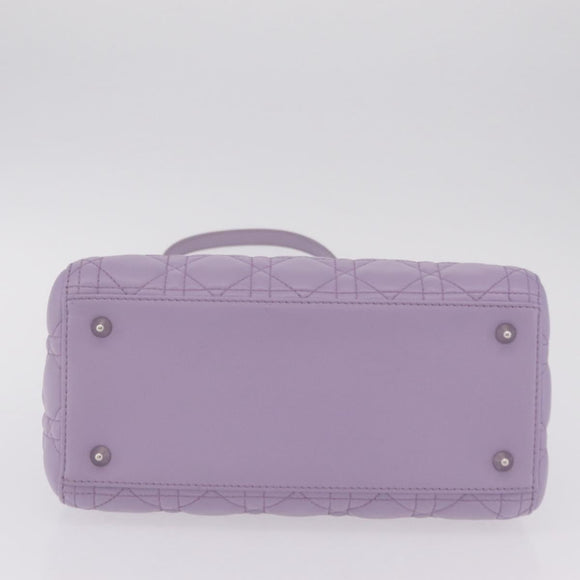 Christian Dior Lady Dior Canage Hand Bag Lamb Skin 2way Purple Auth ep16659SAM