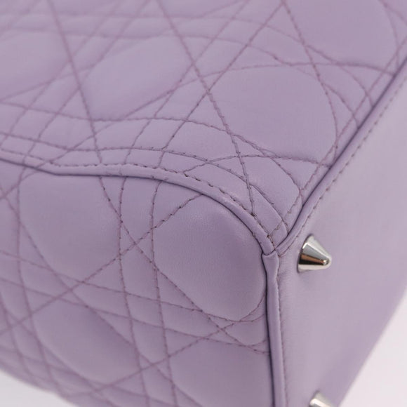Christian Dior Lady Dior Canage Hand Bag Lamb Skin 2way Purple Auth ep16659SAM