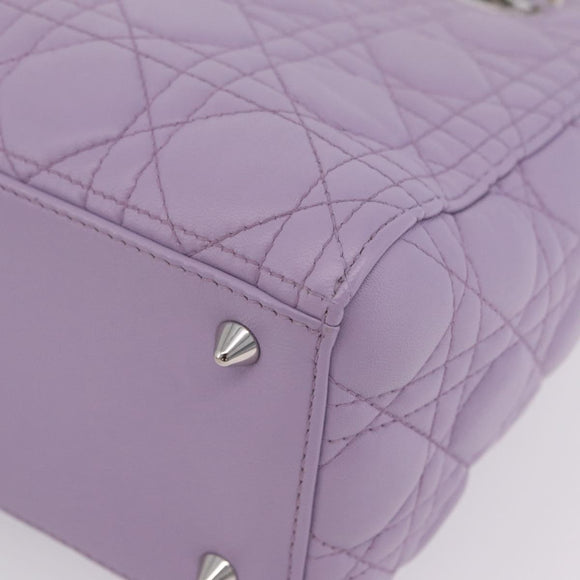 Christian Dior Lady Dior Canage Hand Bag Lamb Skin 2way Purple Auth ep16659SAM