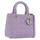 Christian Dior Lady Dior Canage Hand Bag Lamb Skin 2way Purple Auth ep16659SAM-1